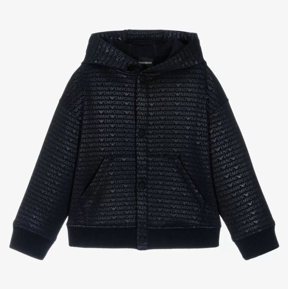 Emporio Armani Boys Blue Hooded Jersey Cardigan^BOY Tops