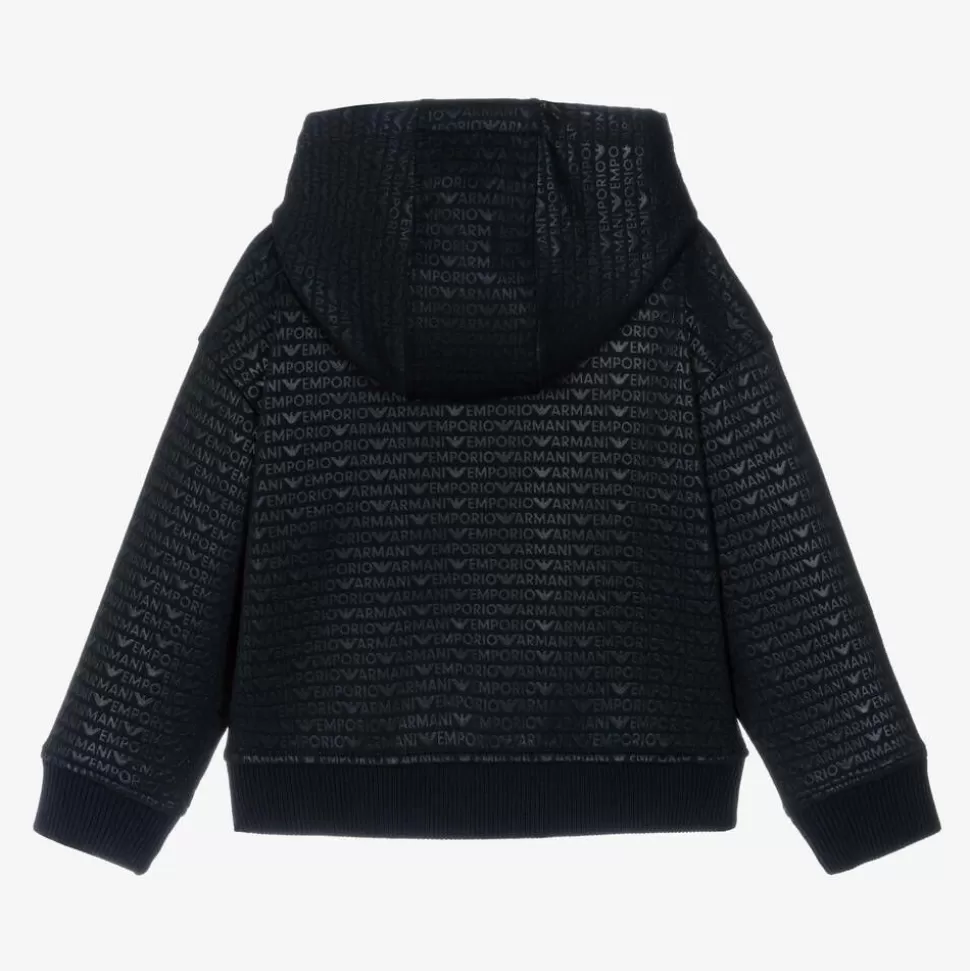 Emporio Armani Boys Blue Hooded Jersey Cardigan^BOY Tops