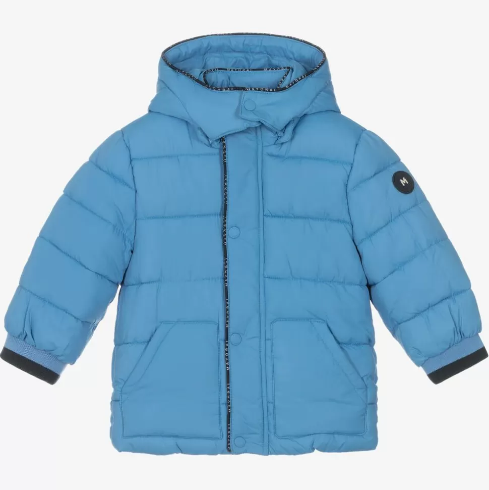 Mayoral Boys Blue Hooded Puffer Coat^BOY Coats & Jackets