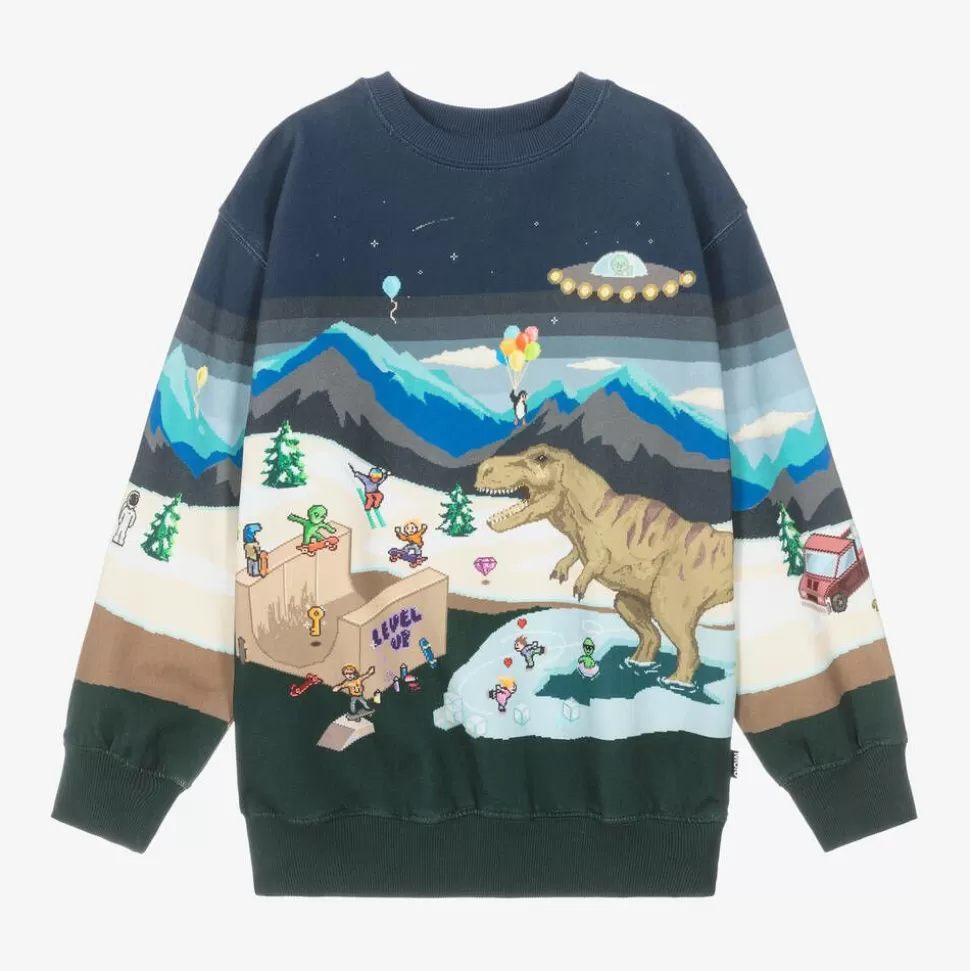 Molo Boys Blue Pixelscape Sweatshirt^BOY Tops