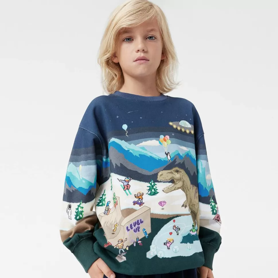 Molo Boys Blue Pixelscape Sweatshirt^BOY Tops