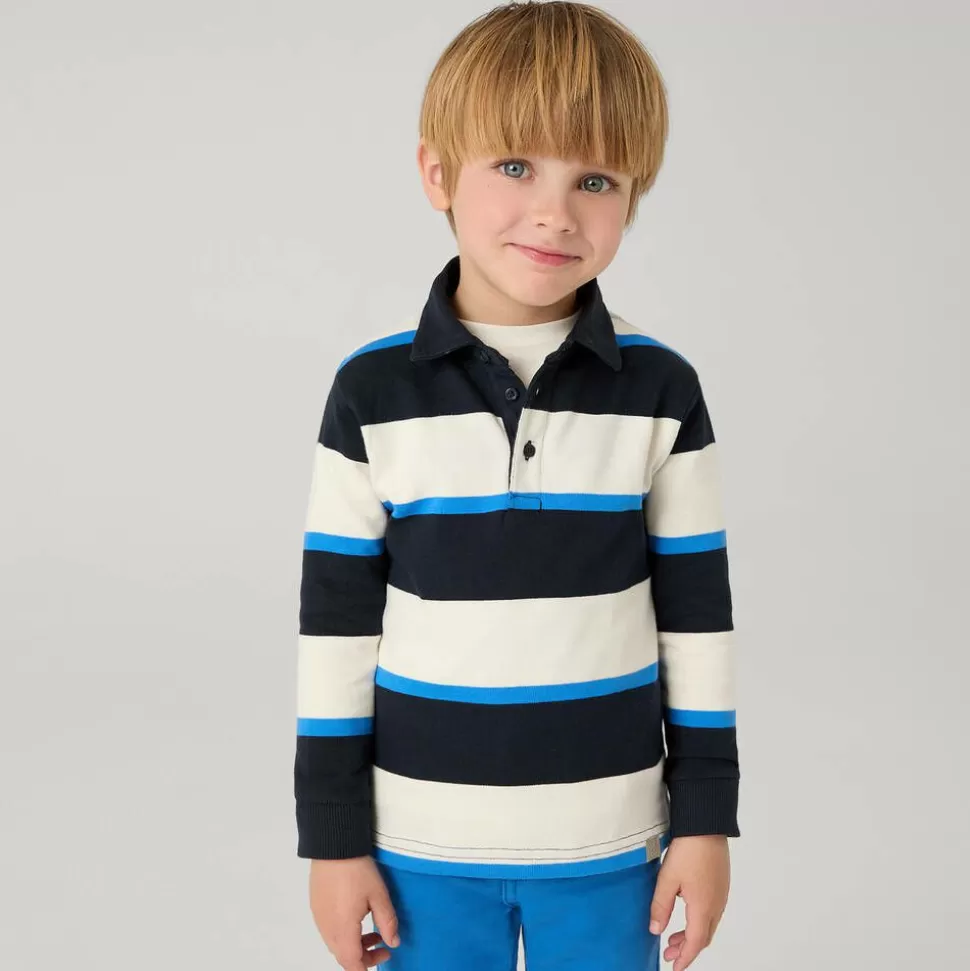 Mayoral Boys Blue Striped Cotton Polo Shirt^BOY Tops