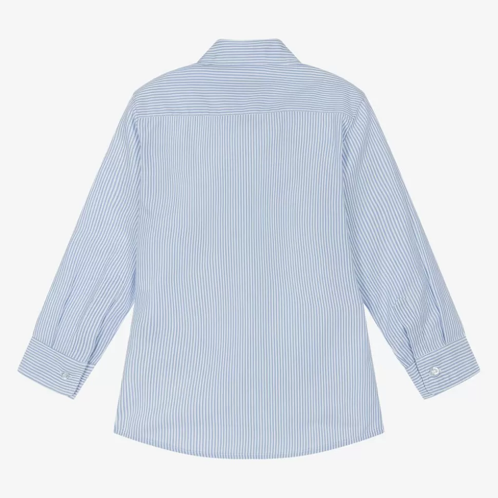 AIGNER Boys Blue Striped Panel Cotton Shirt^BOY Tops