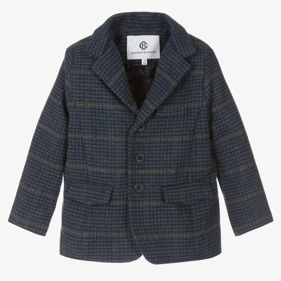 Beatrice amp; George Boys Blue Tweed Blazer^BOY Coats & Jackets