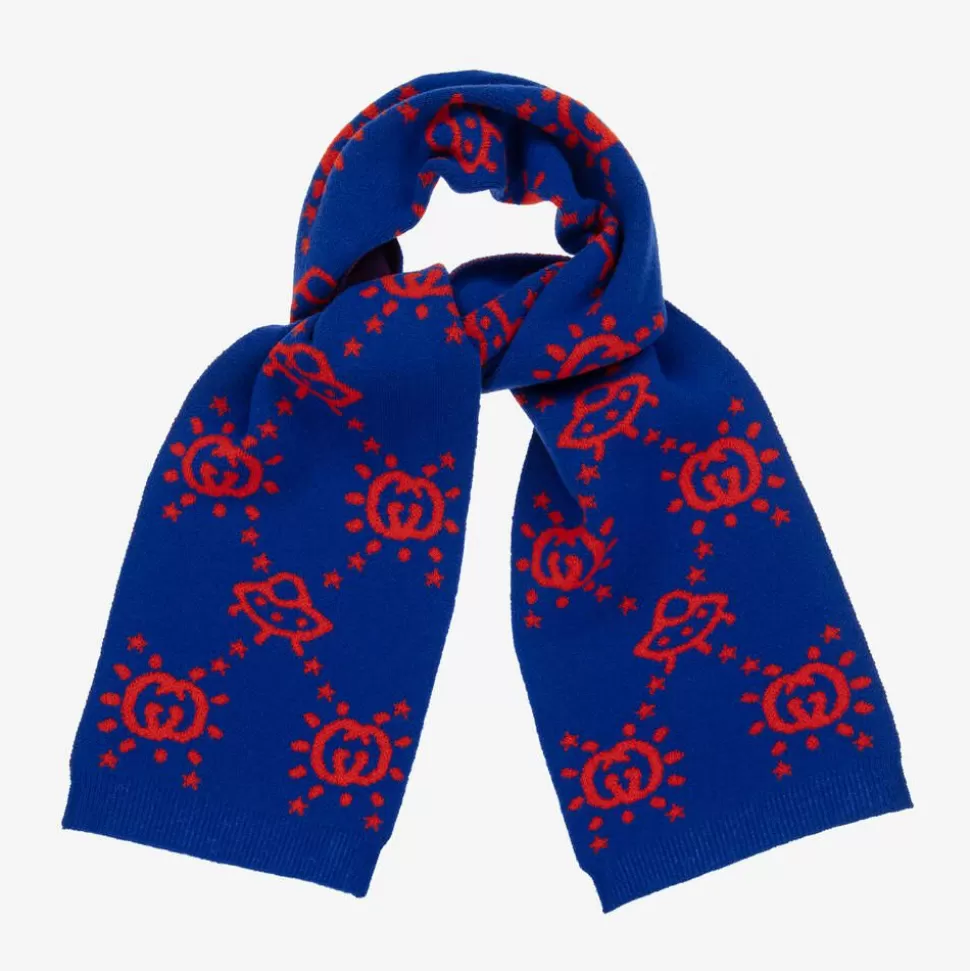 Gucci Boys Blue UFO Knitted Wool Scarf (145cm)^BOY Scarves