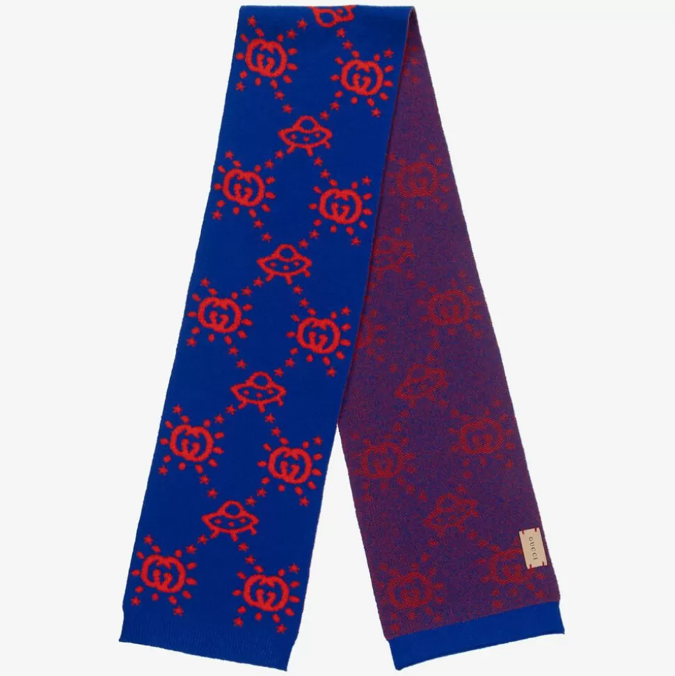 Gucci Boys Blue UFO Knitted Wool Scarf (145cm)^BOY Scarves