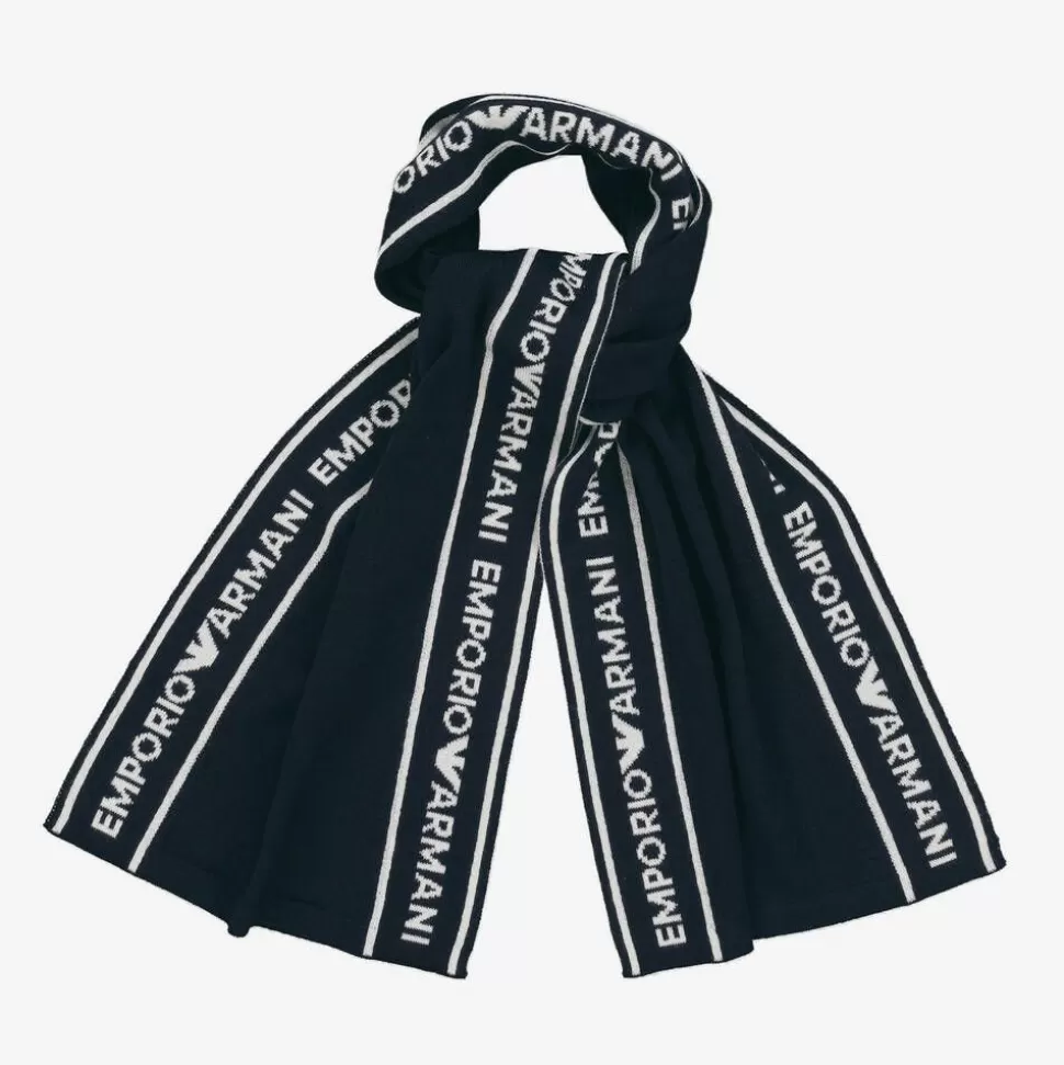 Emporio Armani Boys Blue Wool Knit Scarf^BOY Scarves