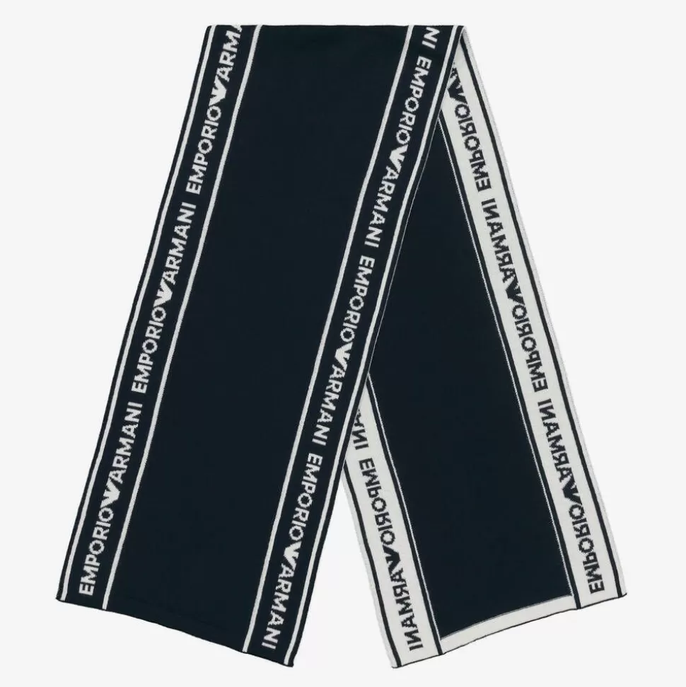 Emporio Armani Boys Blue Wool Knit Scarf^BOY Scarves