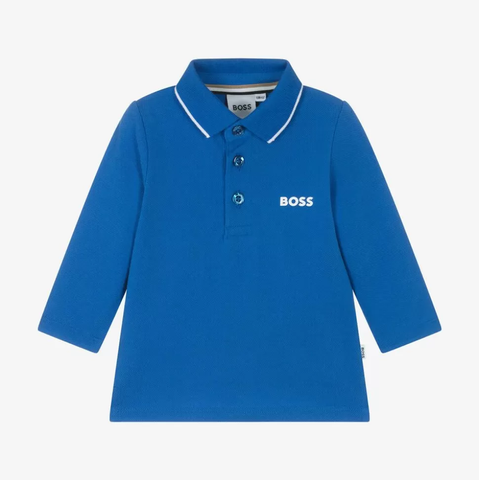 BOSS Boys Bright Blue Cotton Polo Shirt^BOY Tops