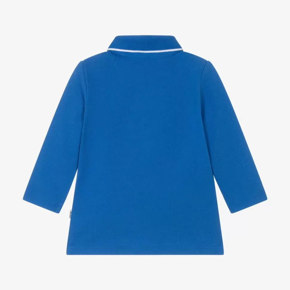 BOSS Boys Bright Blue Cotton Polo Shirt^BOY Tops