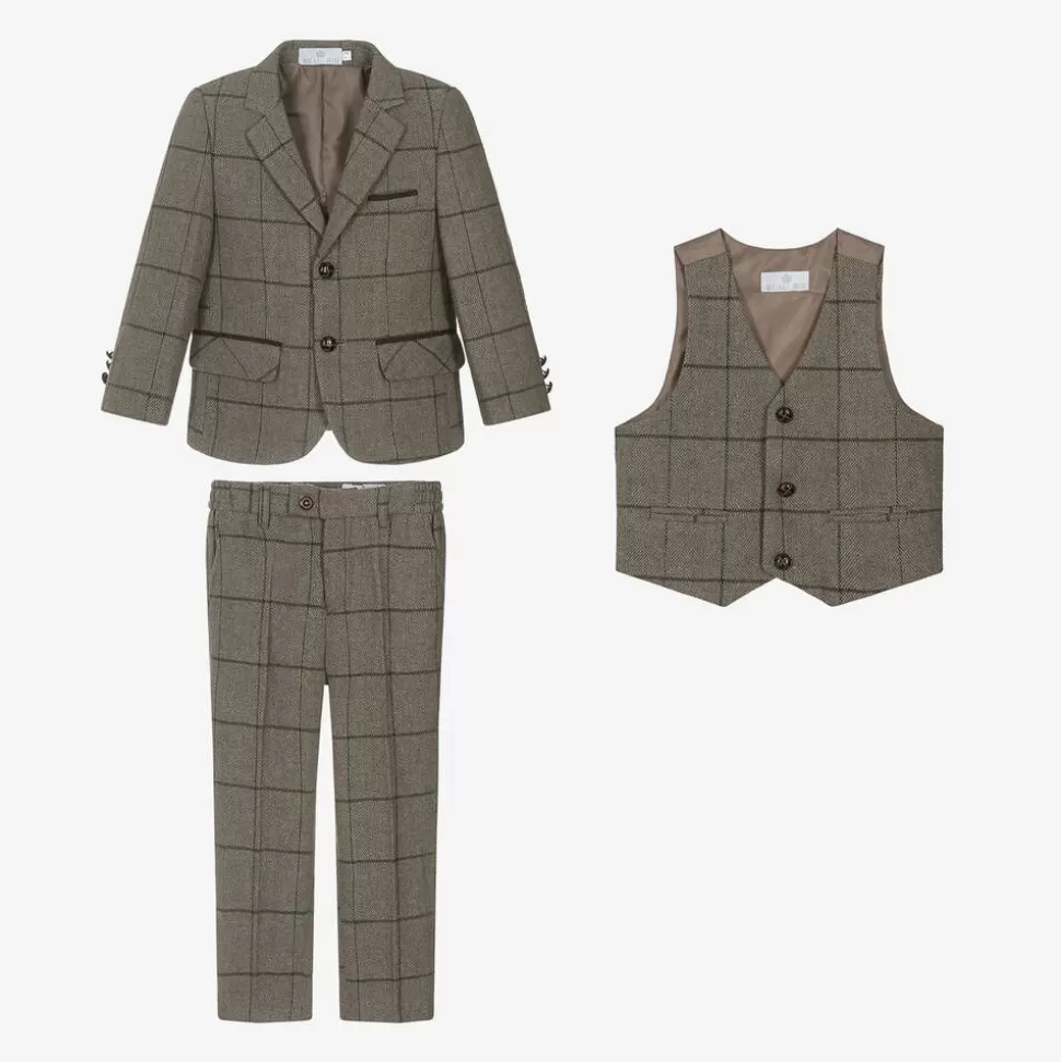 Beau KiD Boys Brown Check Suit^BOY Suits