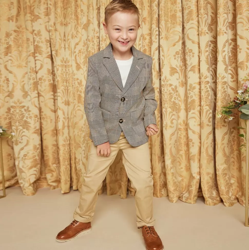 Childrensalon Occasions Boys Brown Dogstooth Check Jacket^BOY Coats & Jackets
