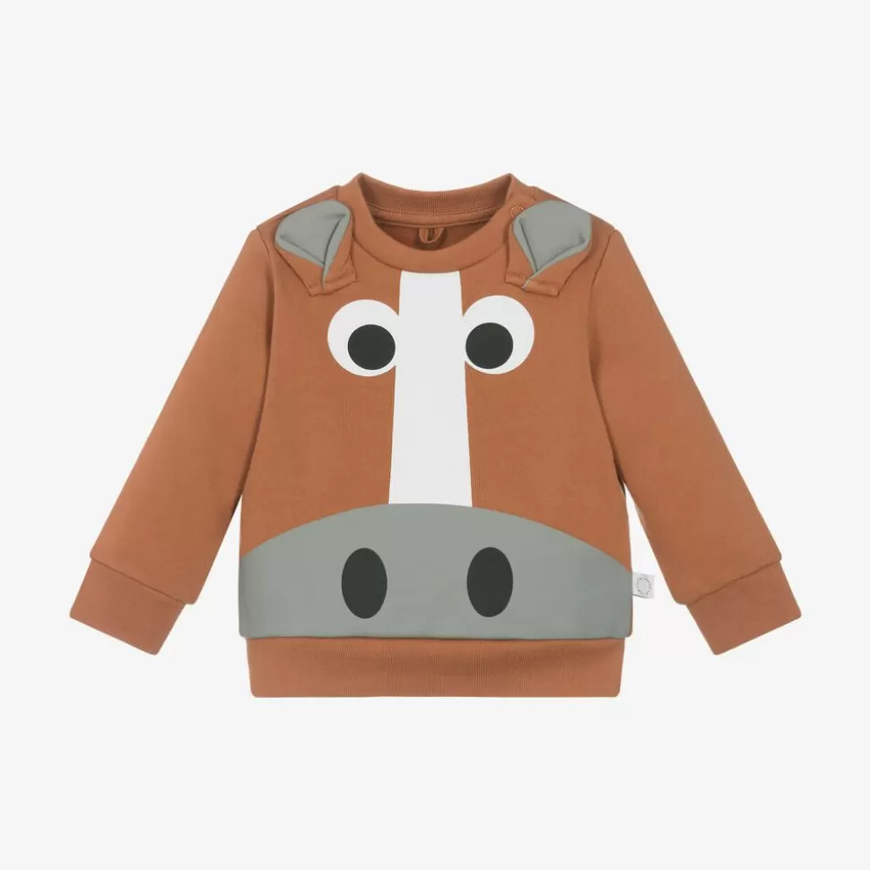 Stella McCartney Kids Boys Brown Horse Cotton Sweatshirt^BOY Tops