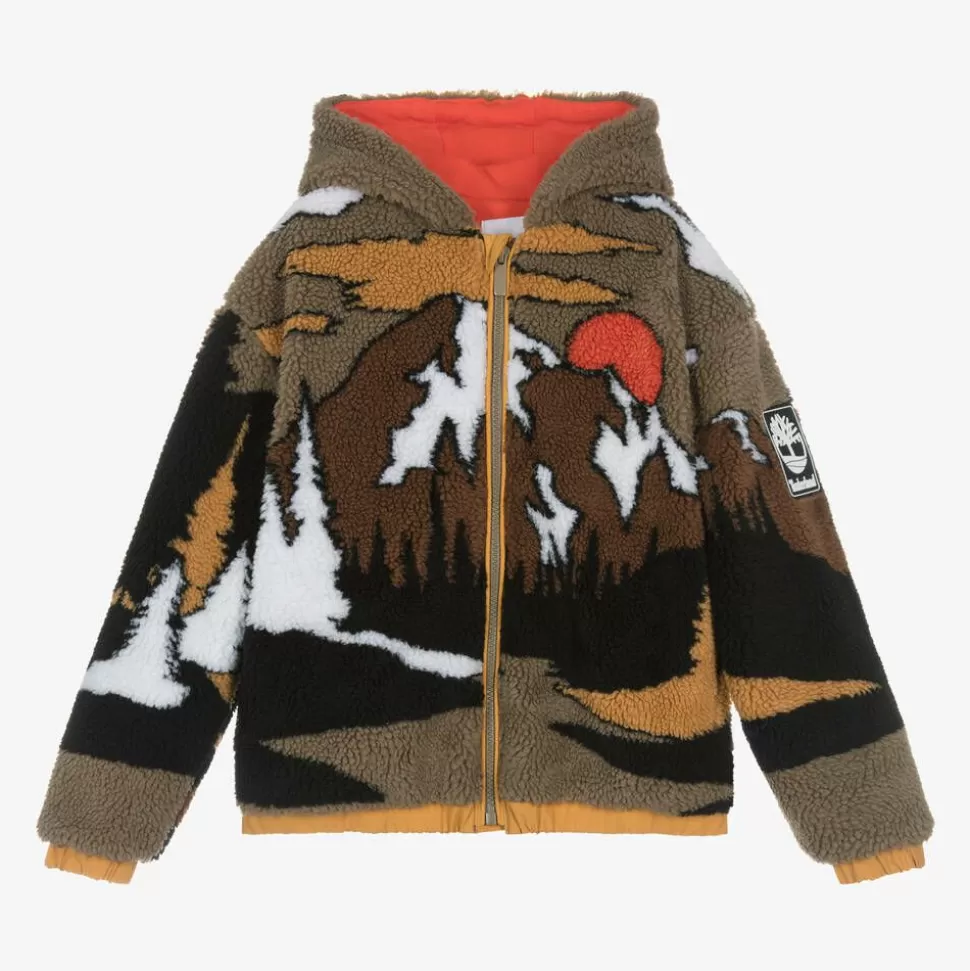 Timberland Boys Brown Mountain Fleece Zip-up Hoodie^BOY Tops