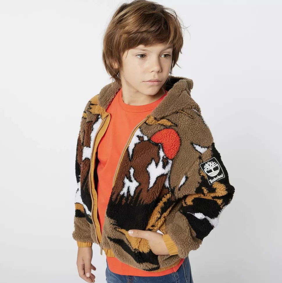 Timberland Boys Brown Mountain Fleece Zip-up Hoodie^BOY Tops