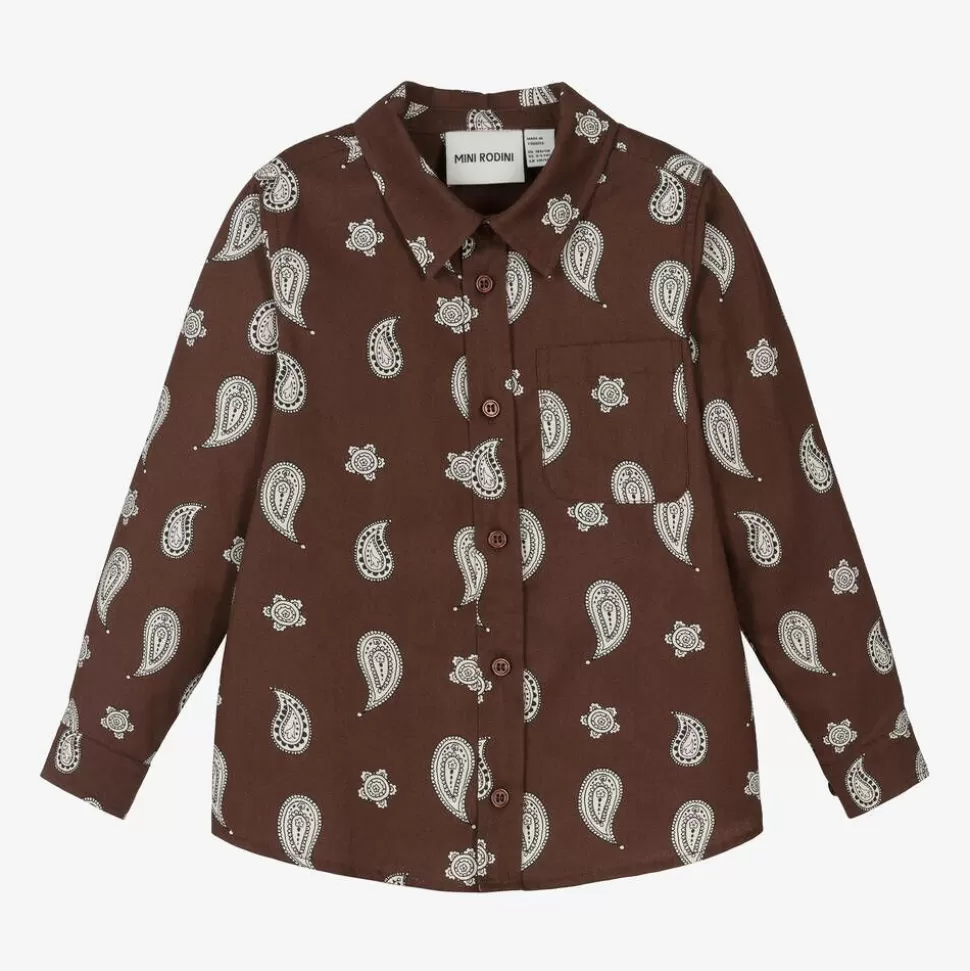 Mini Rodini Boys Brown Organic Cotton Paisley Shirt^BOY Tops