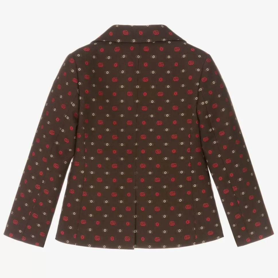 Gucci Boys Brown Wool GG Blazer^BOY Coats & Jackets