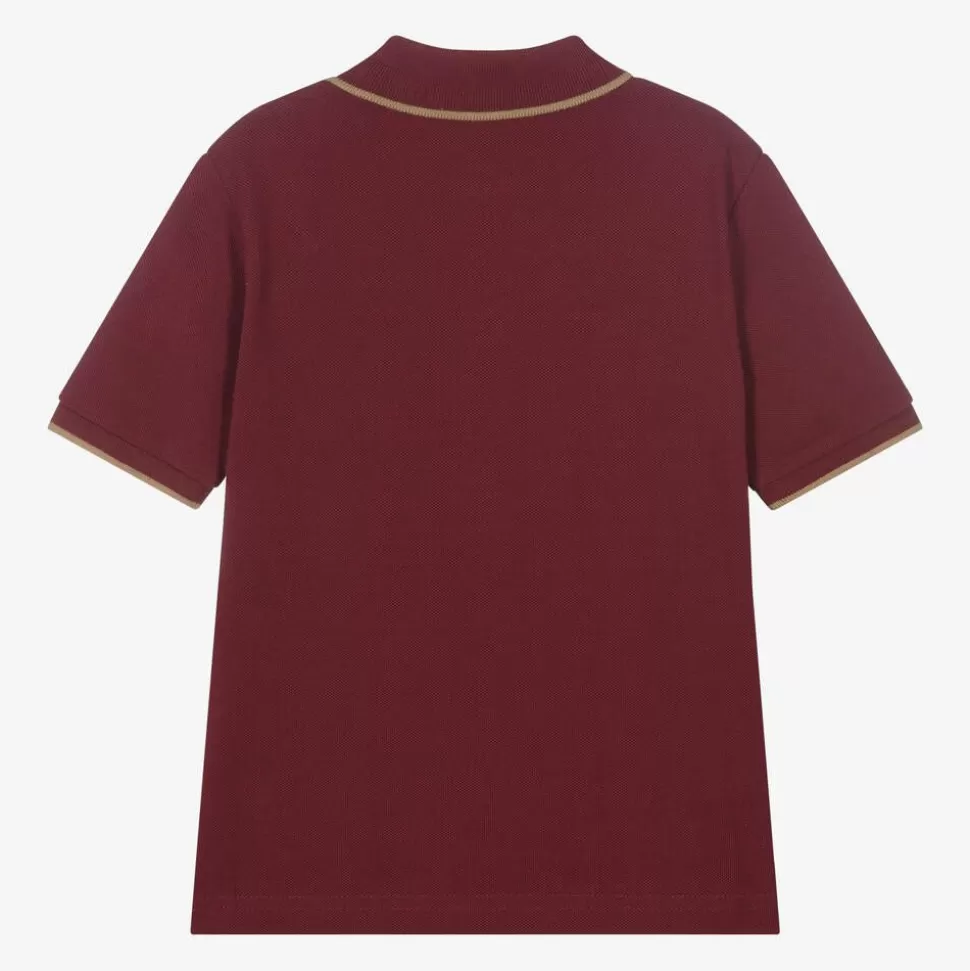 BOSS Boys Burgundy Red Cotton Polo Shirt^BOY Tops