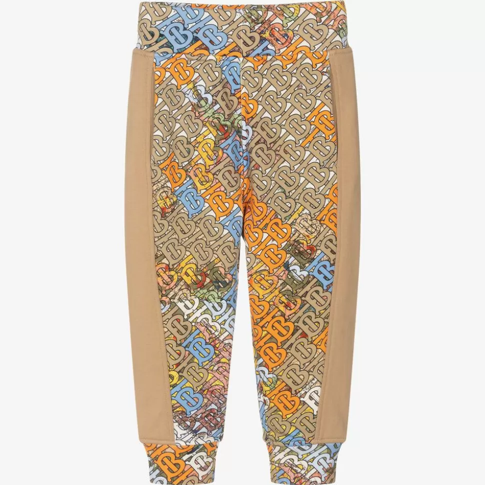 Burberry Boys Dark Beige Cotton Logo Joggers^BOY Trousers