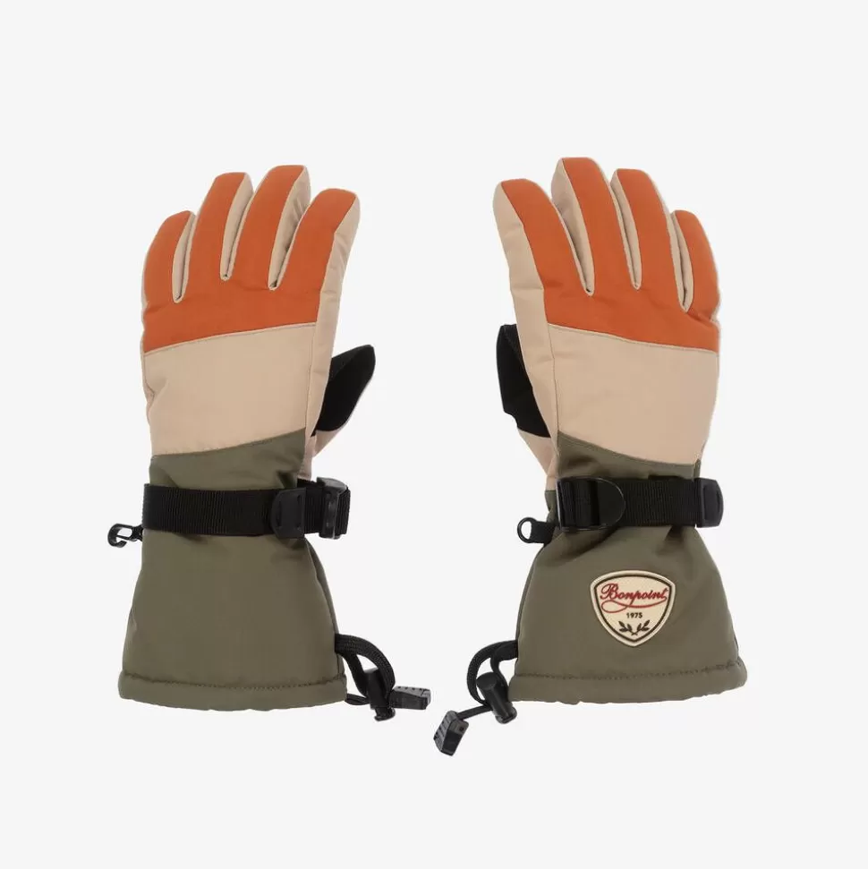 Bonpoint Boys Green & Orange Padded Ski Gloves^BOY Snowwear