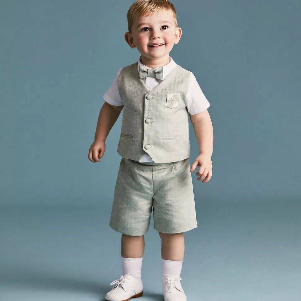 Beatrice amp; George Boys Green Cotton & Linen Waistcoat Suit^BOY Suits | Suits