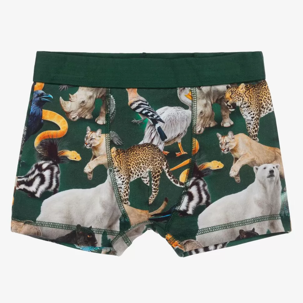 Molo Boys Green Cotton Animal Boxers (2 Pack)^BOY Underwear
