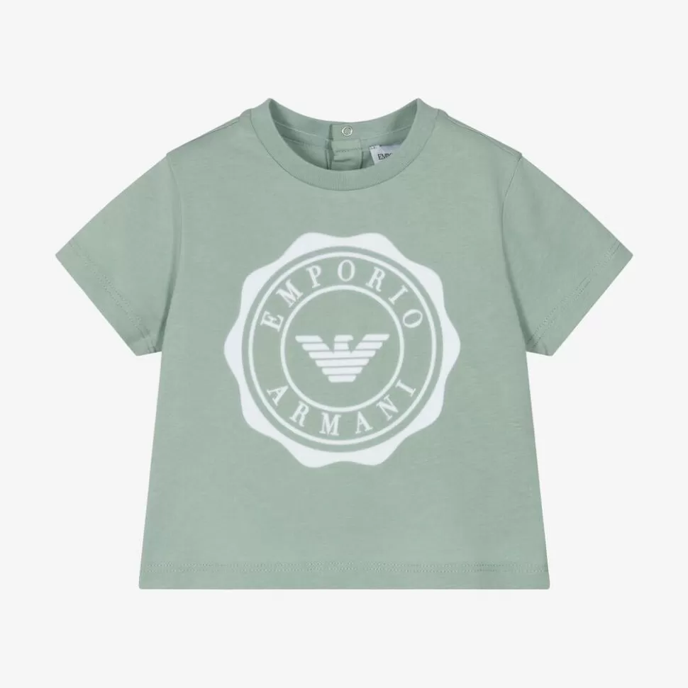 Emporio Armani Boys Green Cotton Eagle Logo T-Shirt^ Tops