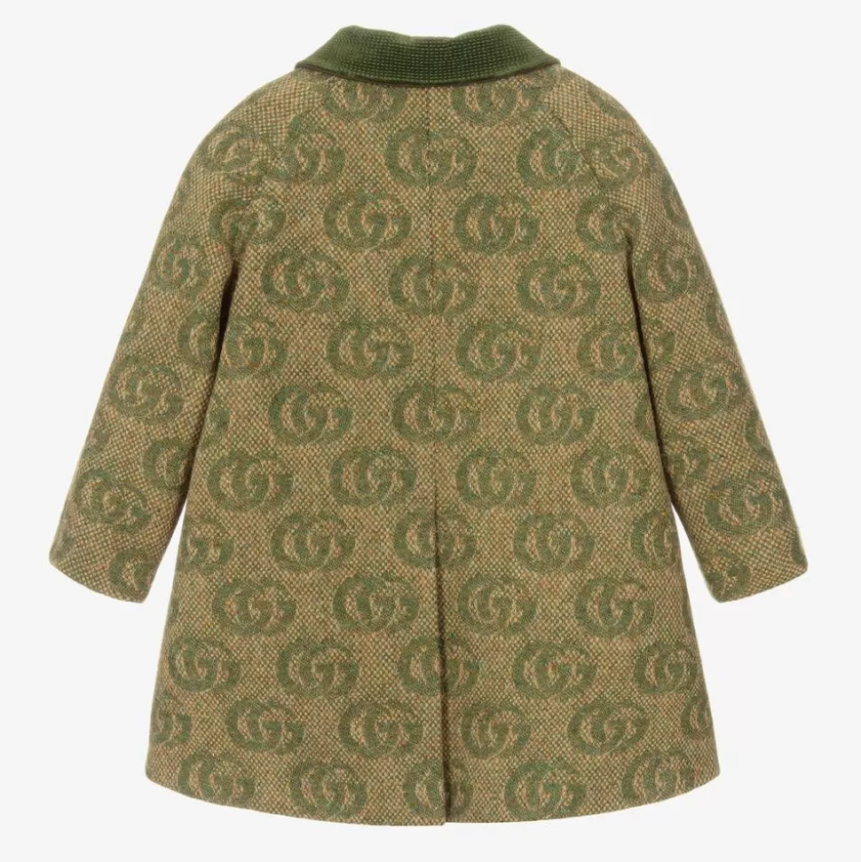 Gucci Boys Green GG Wool Coat^BOY Coats & Jackets