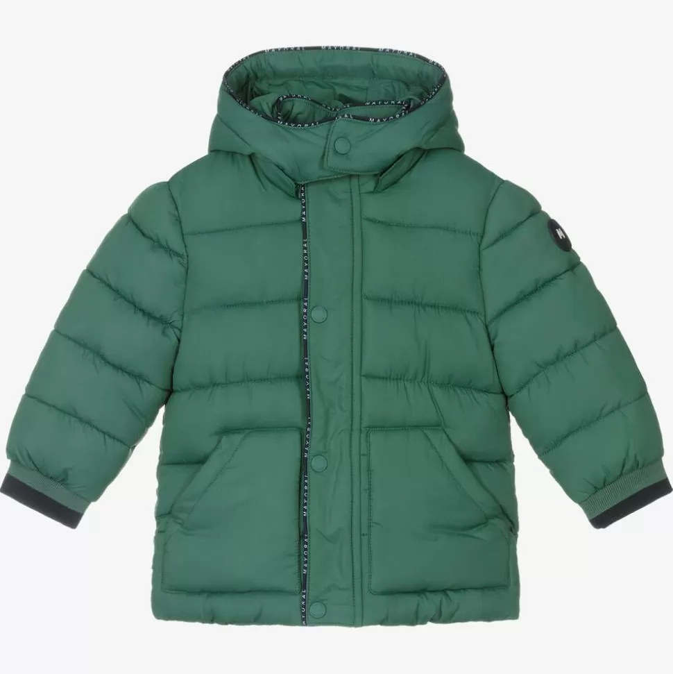 Mayoral Boys Green Hooded Puffer Coat^BOY Coats & Jackets