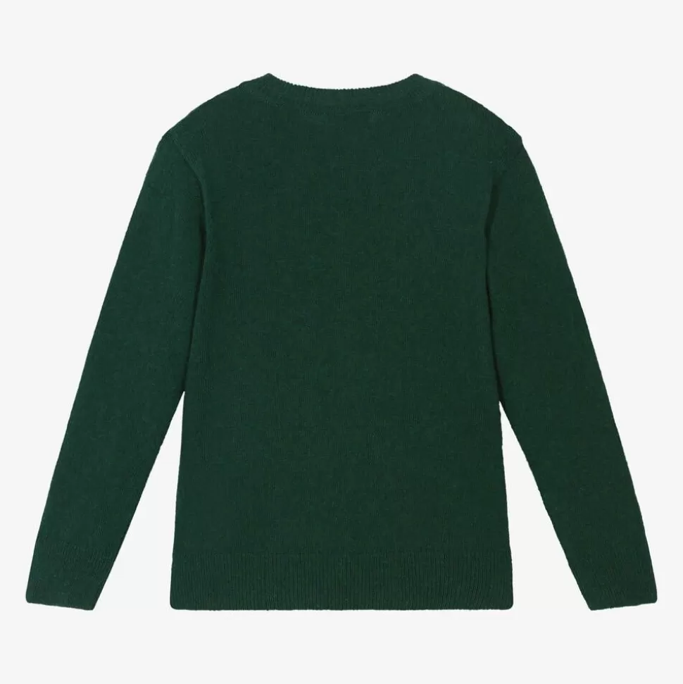 Dr. Kid Boys Green Knitted Cotton & Wool Sweater^BOY Tops