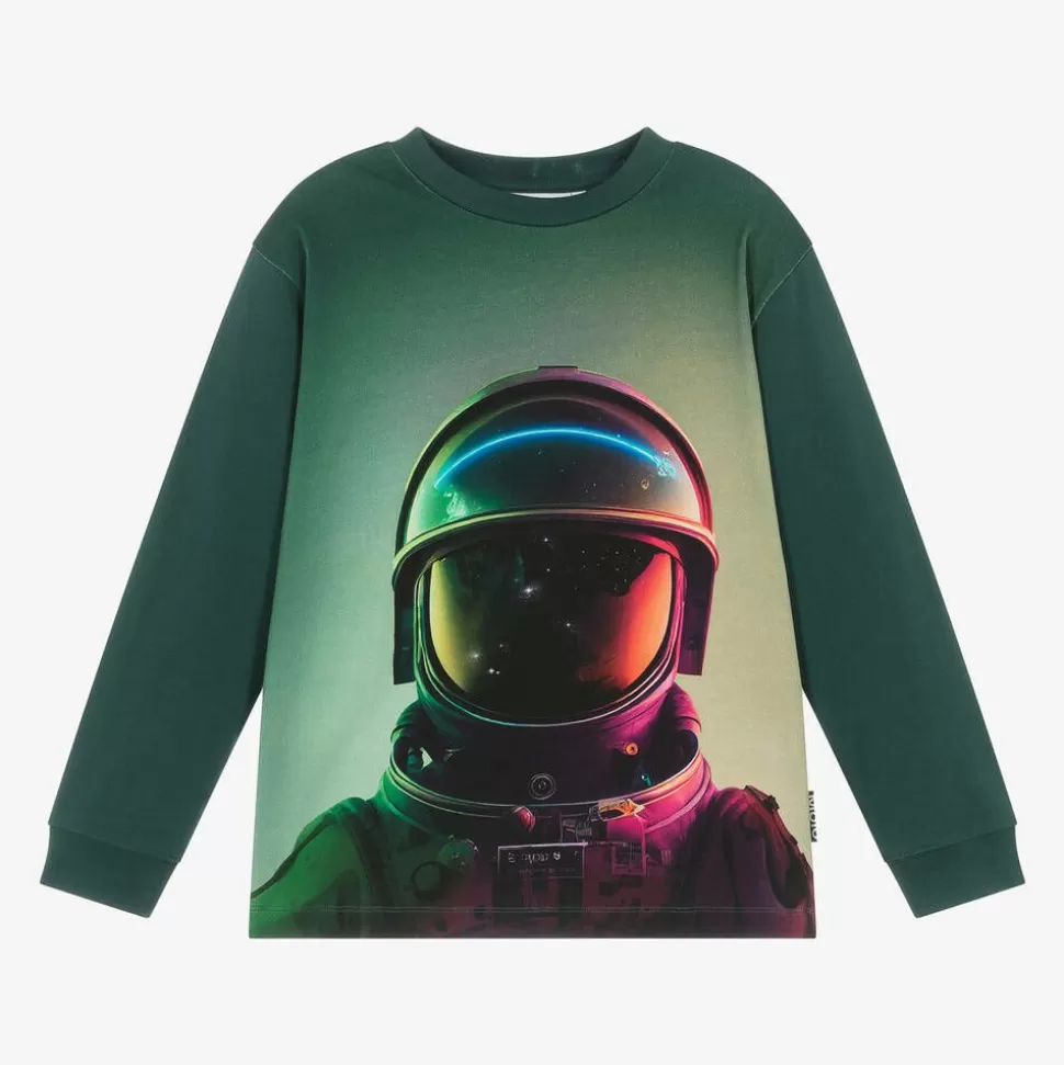 Molo Boys Green Organic Cotton Astronaut Top^BOY Tops