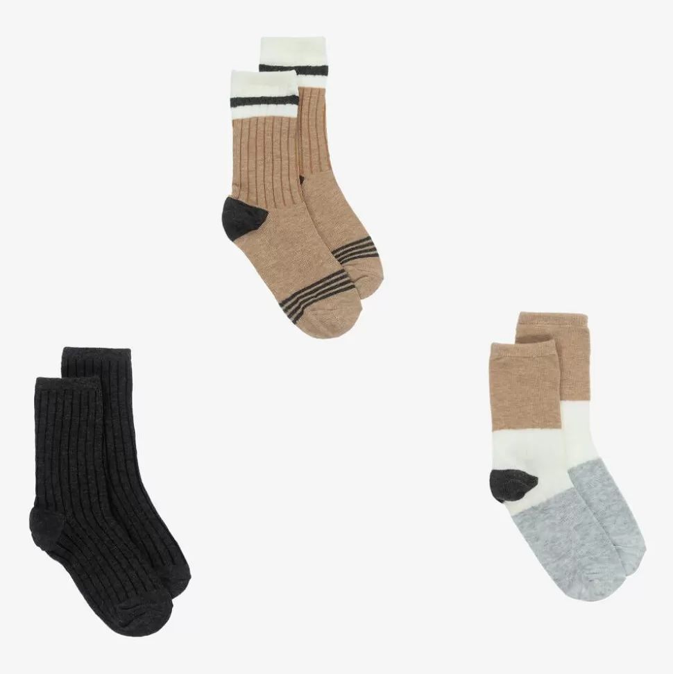 Mayoral Boys Grey & Beige Cotton Socks (3 Pack)^BOY Socks