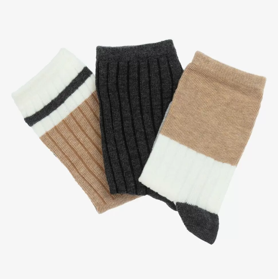 Mayoral Boys Grey & Beige Cotton Socks (3 Pack)^BOY Socks