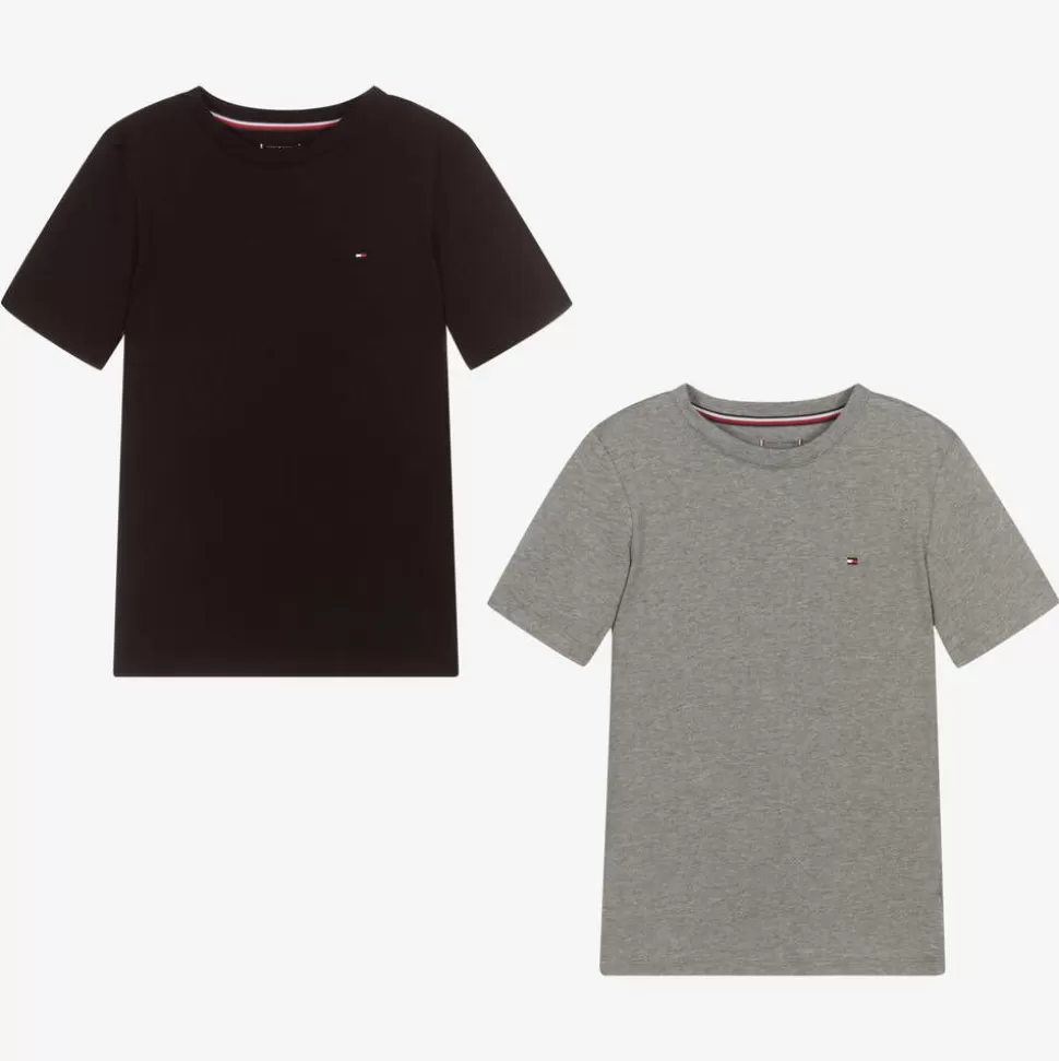 Tommy Hilfiger Boys Grey & Black Cotton T-Shirts (2 Pack)^BOY Underwear