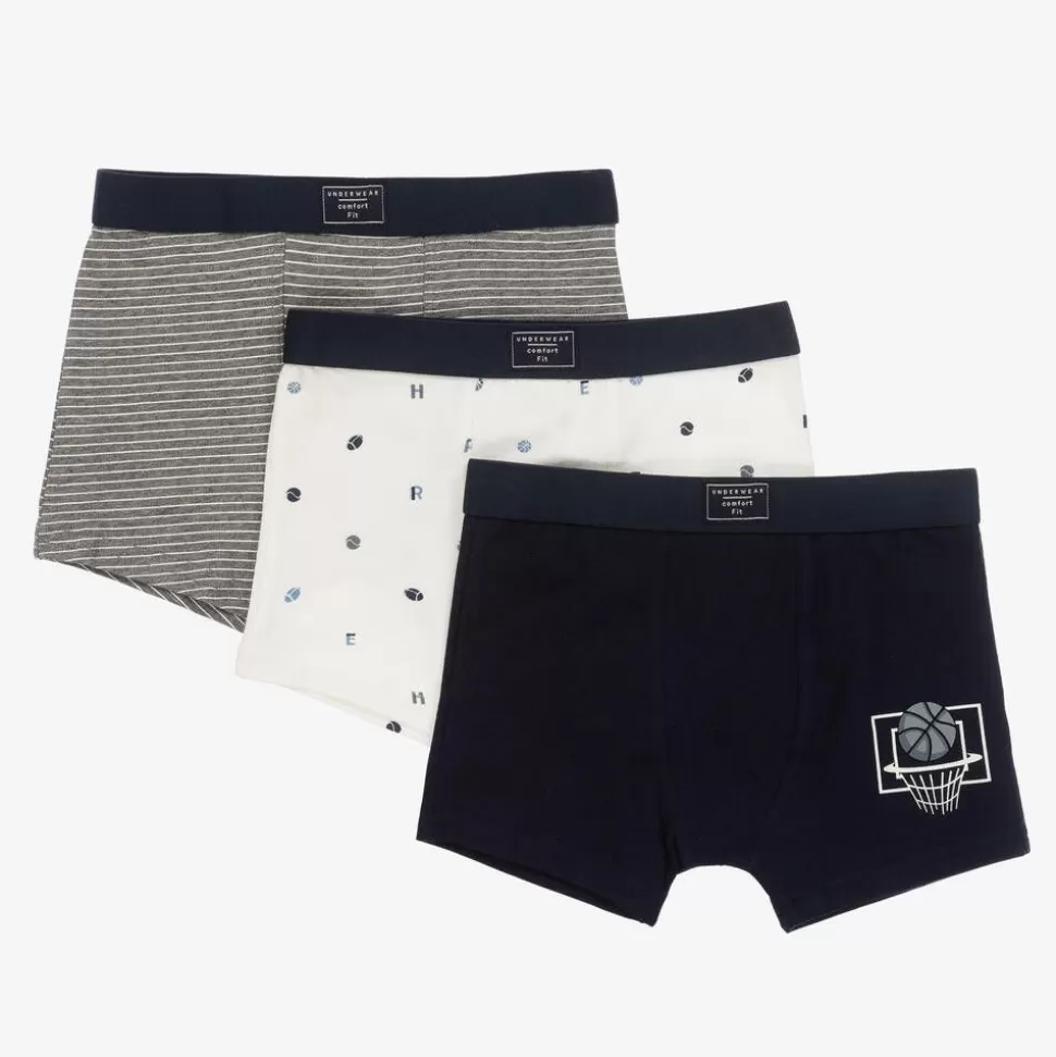 Mayoral Boys Grey & Blue Boxer Shorts (3 Pack)^BOY Underwear
