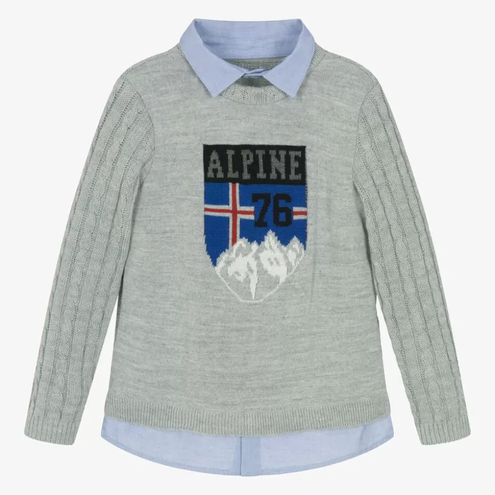 Lapin House Boys Grey Cable Knit Sweater^BOY Tops