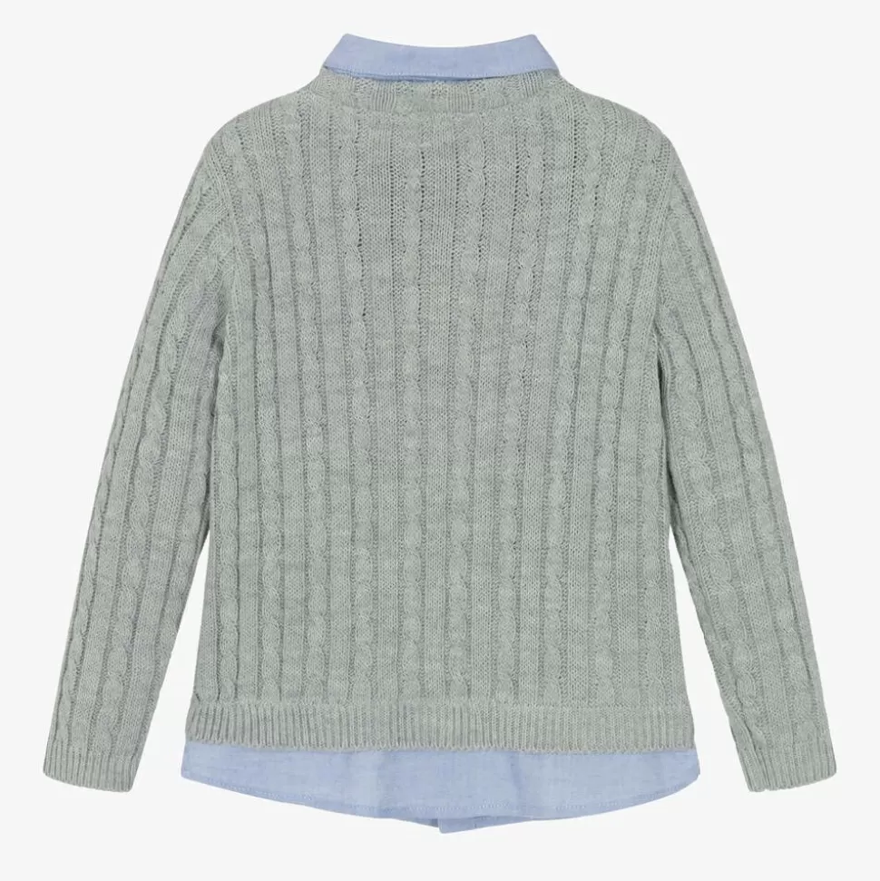 Lapin House Boys Grey Cable Knit Sweater^BOY Tops