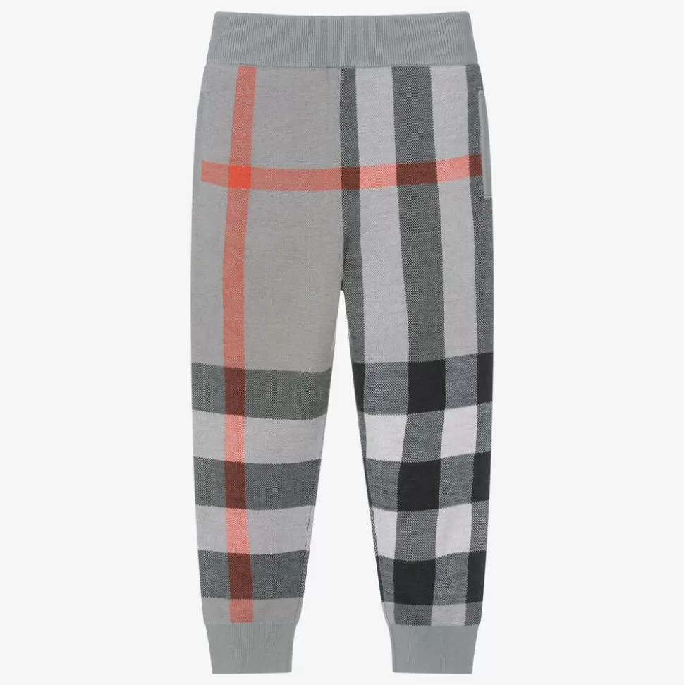 Burberry Boys Grey Checked Wool Joggers^BOY Trousers