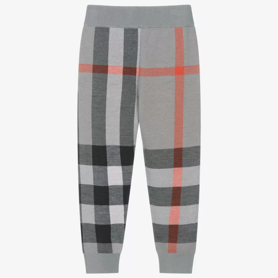 Burberry Boys Grey Checked Wool Joggers^BOY Trousers