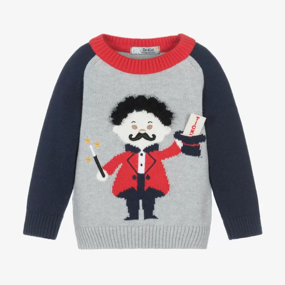 Dr. Kid Boys Grey Cotton & Wool Circus Sweater^BOY Tops