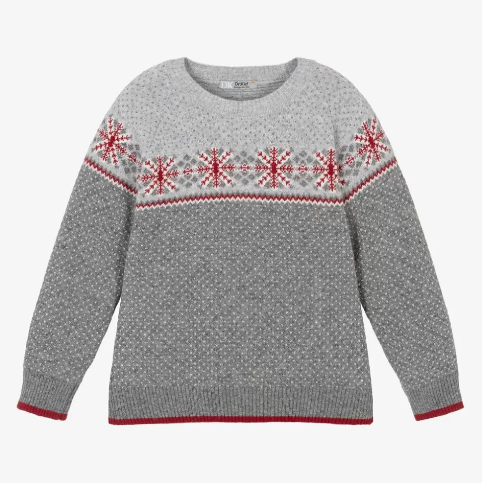 Dr. Kid Boys Grey Cotton & Wool Knit Jumper^BOY Tops