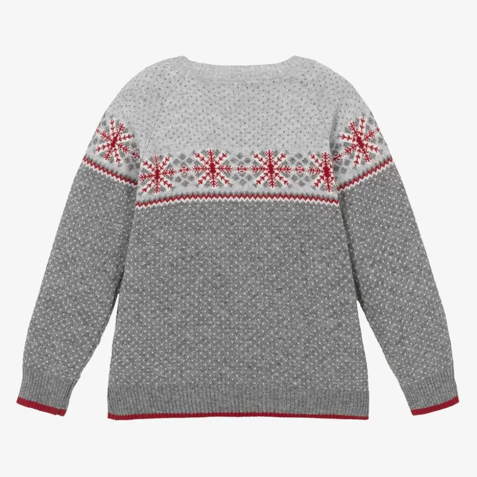 Dr. Kid Boys Grey Cotton & Wool Knit Jumper^BOY Tops