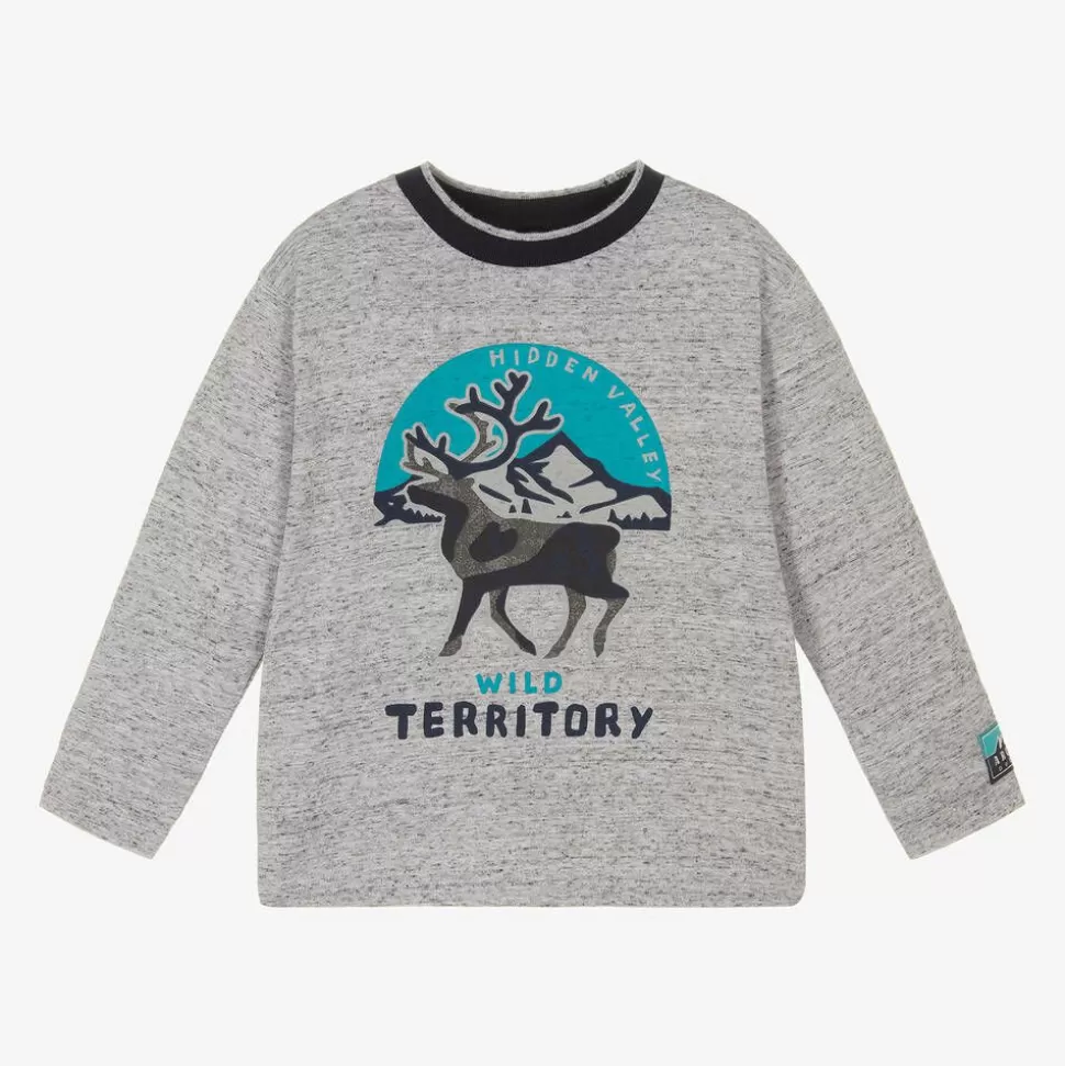 Boboli Boys Grey Cotton Moose Top^BOY Tops