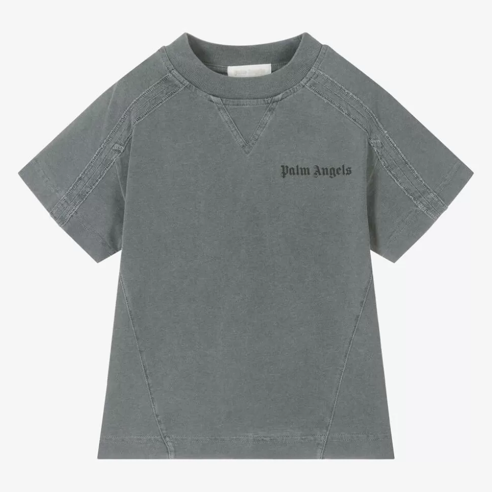 Palm Angels Boys Grey Cotton Shaded T-Shirt^BOY Tops