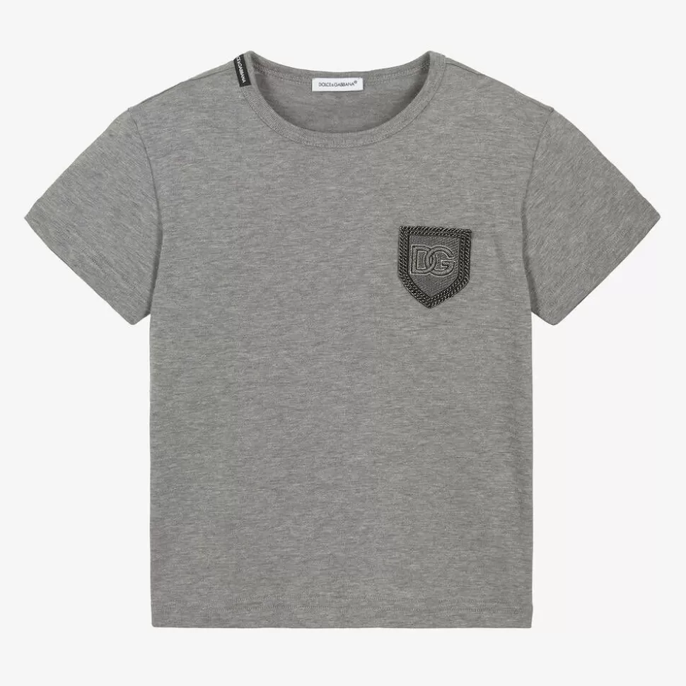 Dolce amp; Gabbana Boys Grey Cotton T-Shirt^BOY Tops