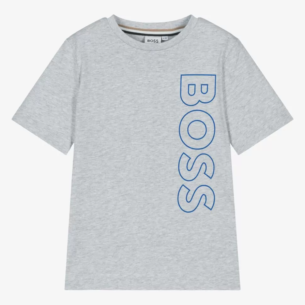 BOSS Boys Grey Cotton T-Shirt^BOY Tops