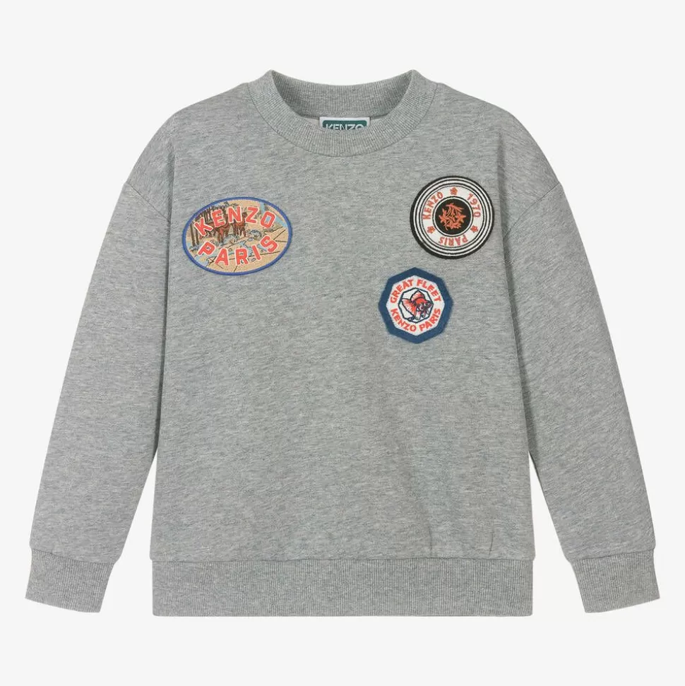 KENZO KIDS Boys Grey Marl Cotton Sweatshirt^BOY Tops