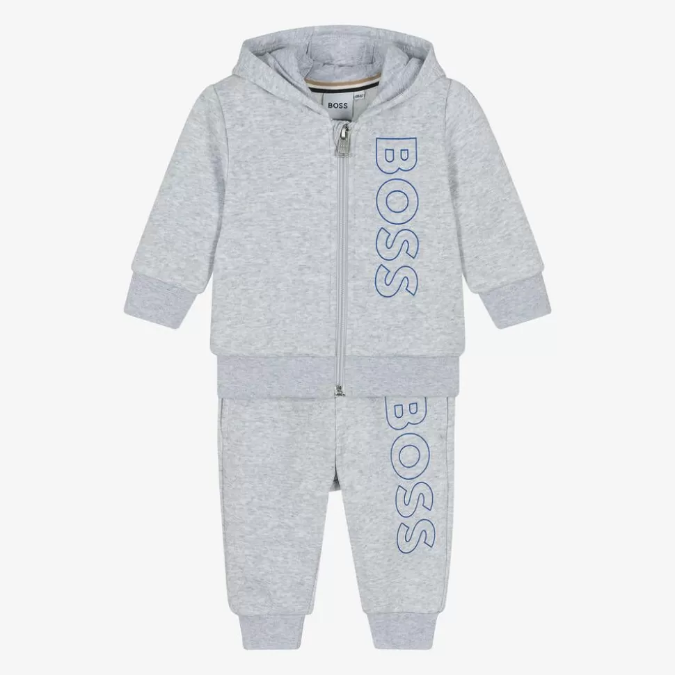 BOSS Boys Grey Marl Cotton Tracksuit^ Tracksuits