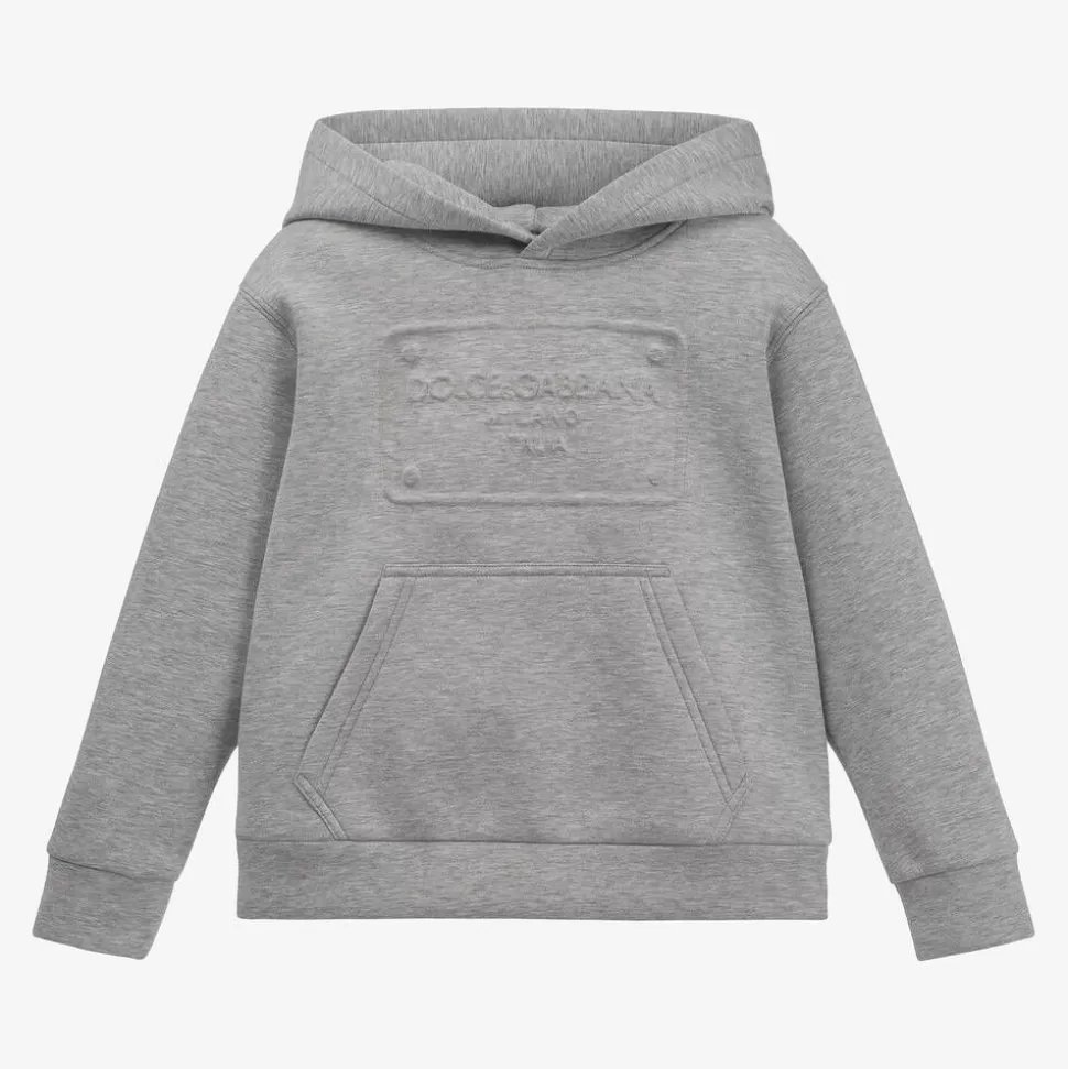 Dolce amp; Gabbana Boys Grey Marl Jersey Hoodie^BOY Tops