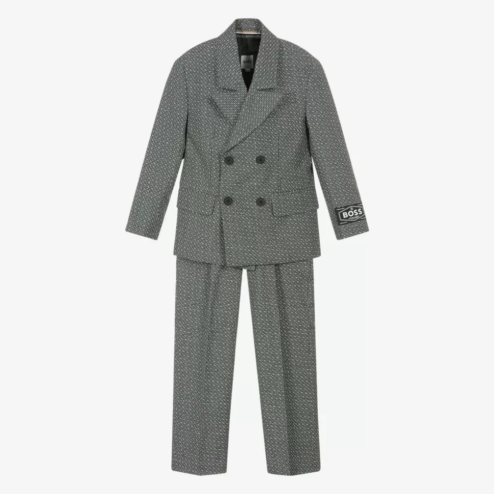 BOSS Boys Grey Monogram Logo Suit^BOY Suits